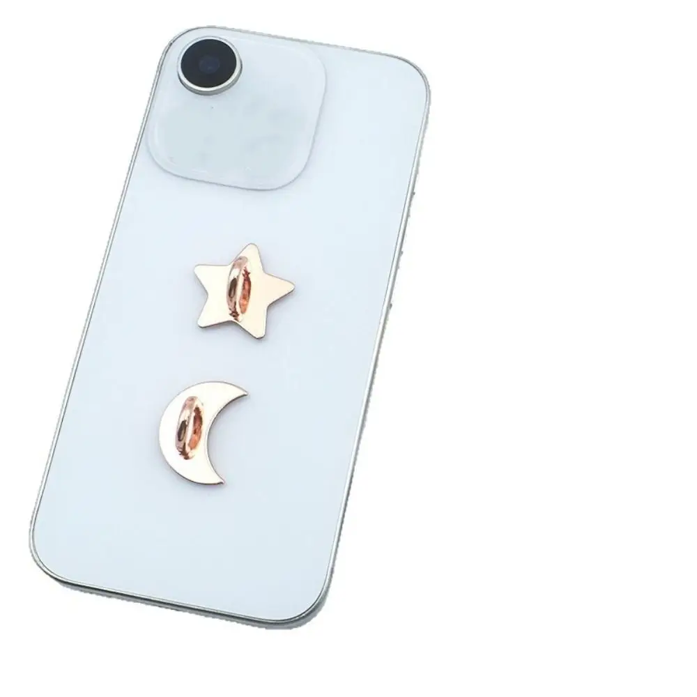 Starry Sky Stars Moon Phone Charm Self Adhesive Silver Gold Phone Case Finger Ring Metal Holder Stand Phone Hook Buckle view 3
