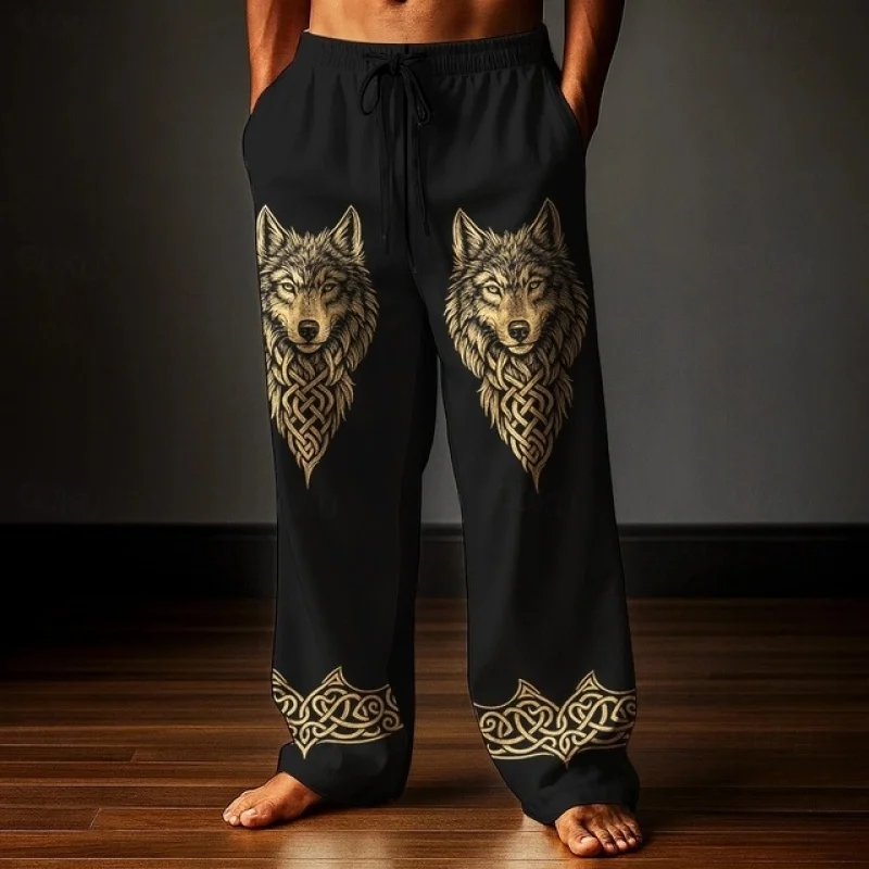 กางเกงขายาวลำลองทรงตรงสไตล์วิกิ้งย้อนยุค ลายเซลติกและต้นไม้แห่งชีวิต พิมพ์ลาย 3 มิติ เหมาะสำหรับฤดูใบไม้ร่วง สวมใส่สบายๆ แบบสตรีทแฟชั่น หรือใส่ไปเที่ยวทะเล