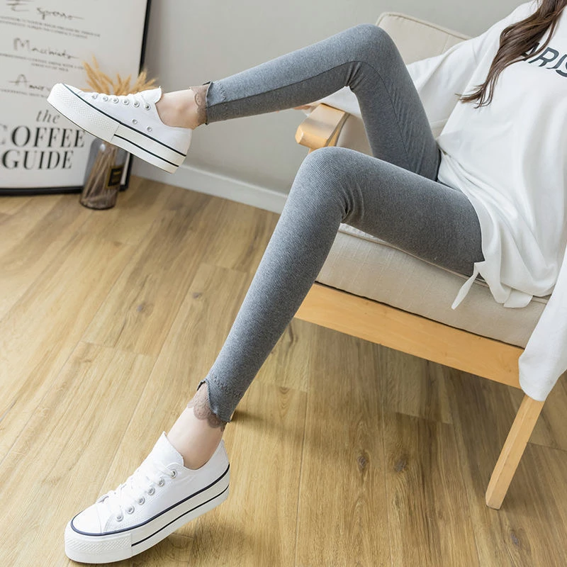 Leggings For Women Ribbed Slashed Asymmetric Solid Butt-Lift Pressed Wide-Legged Stylish Breathability Burgundy Boho Micro Horn