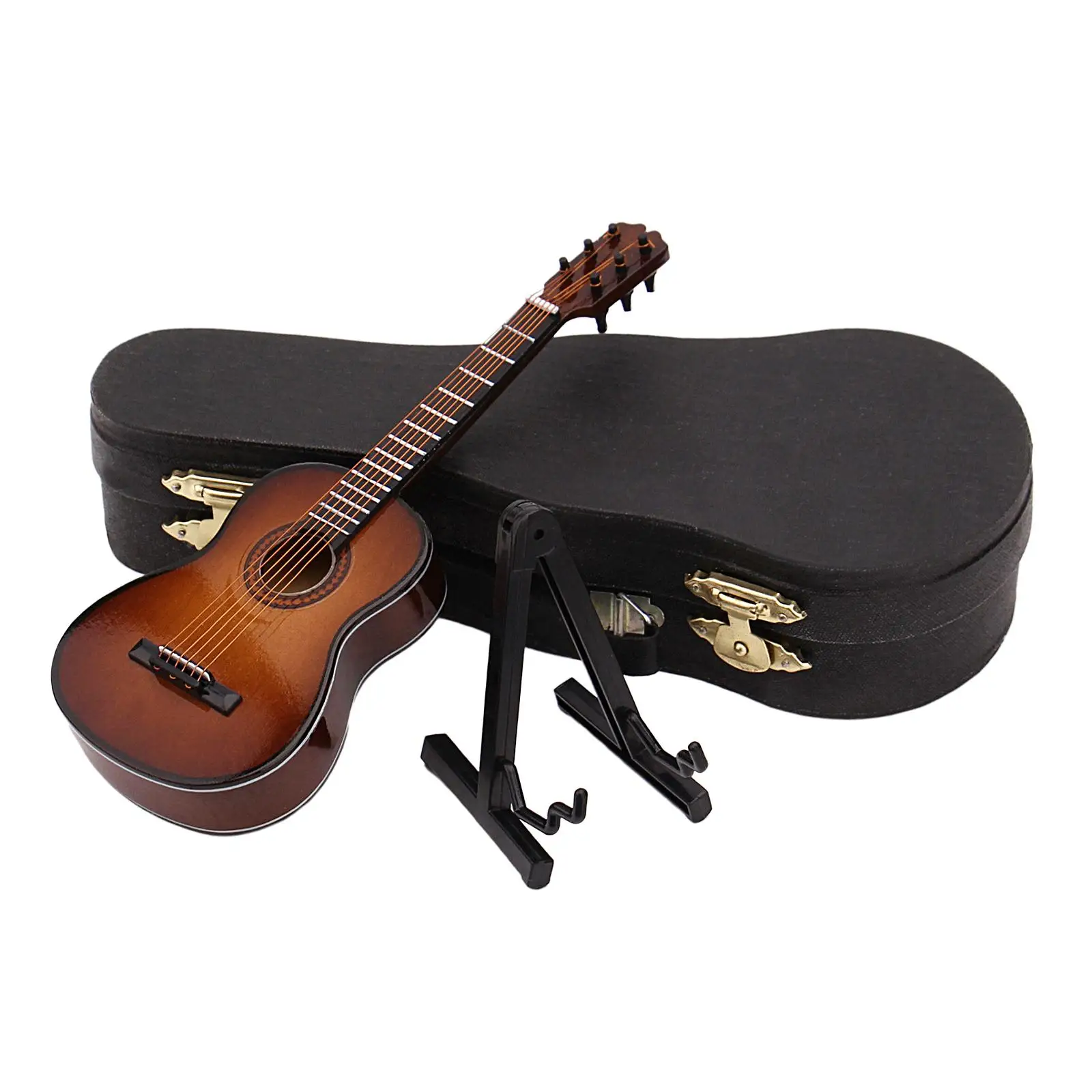 Miniature Electric Guitar Dollhouse 1 12 Scale Wooden Instrument with Stand and Storage Box Gift Toy