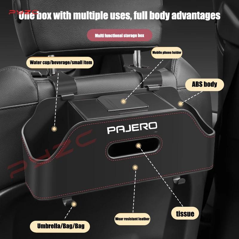 Car Backrest Storage Bag For Mitsubishi Pajero V97 V90 V80 1 2 3 4 5 Multifunctional Seat Back Hook Storage Box Decorative Items