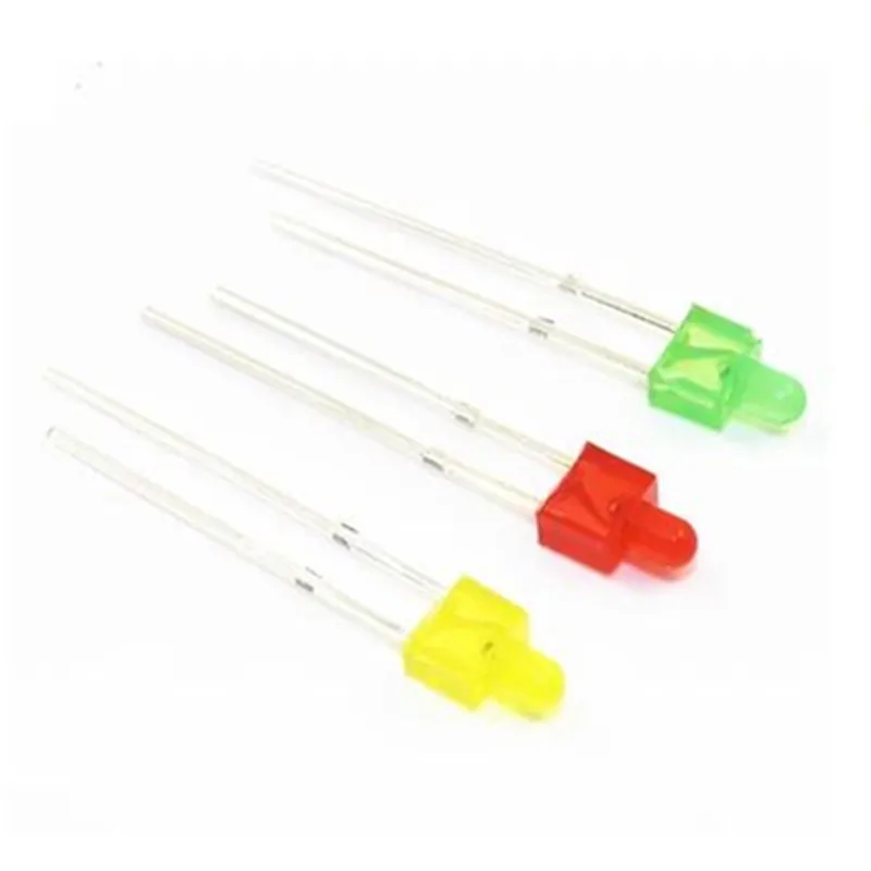 50PCS 2MM red red red F2 type hair yellow blue green light LED light-emitting diodes, highlight the pacifier short crew cut