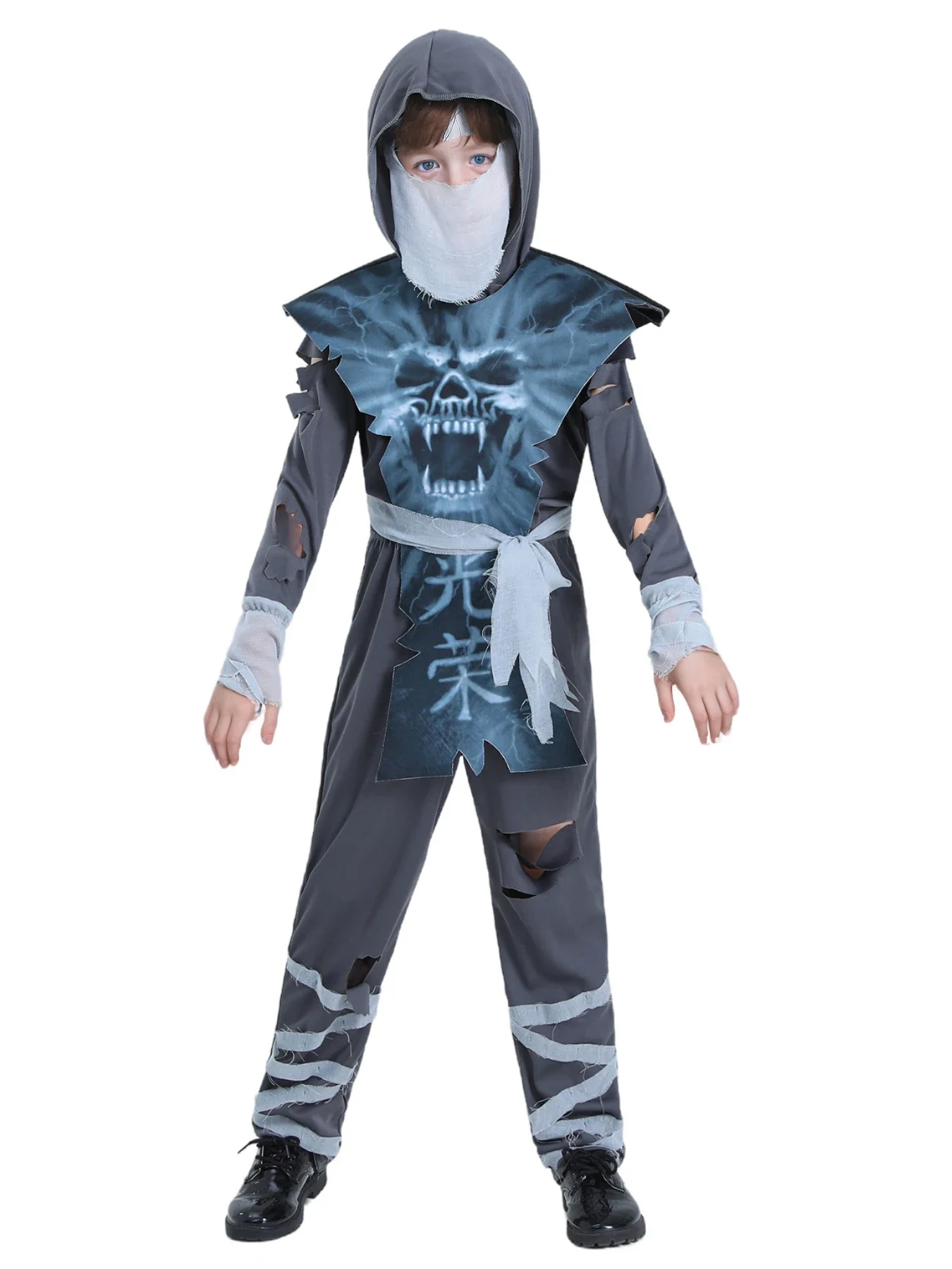

2025 Child Boy Japanese Anime Figures Zombie Ninja Cosplay Stage Costume Fancy Dress For Kids Halloween Carnival Theme Party