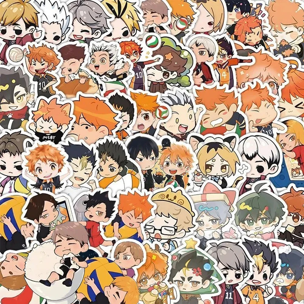 60pcs/Set Cartoon Haikyuu!! Stickers Anime DIY Skateboard Laptop Phone Cool Tobio Kageyama Hinata Shoyo Sticker Toys