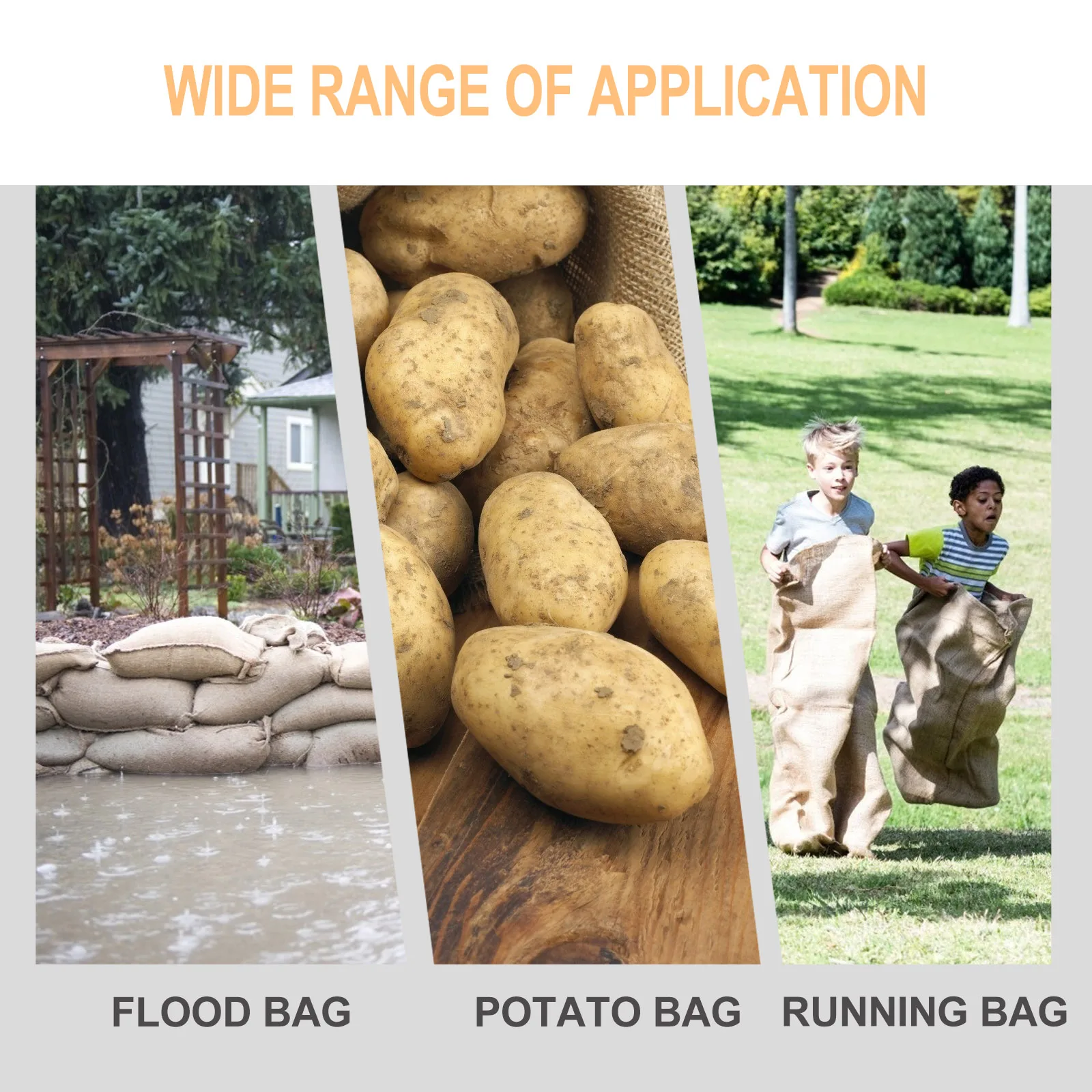 1개 대형 삼베 가방 다용도 정원 채소 보관용 감자 자루 홍수 모래 레이스 주트 가방