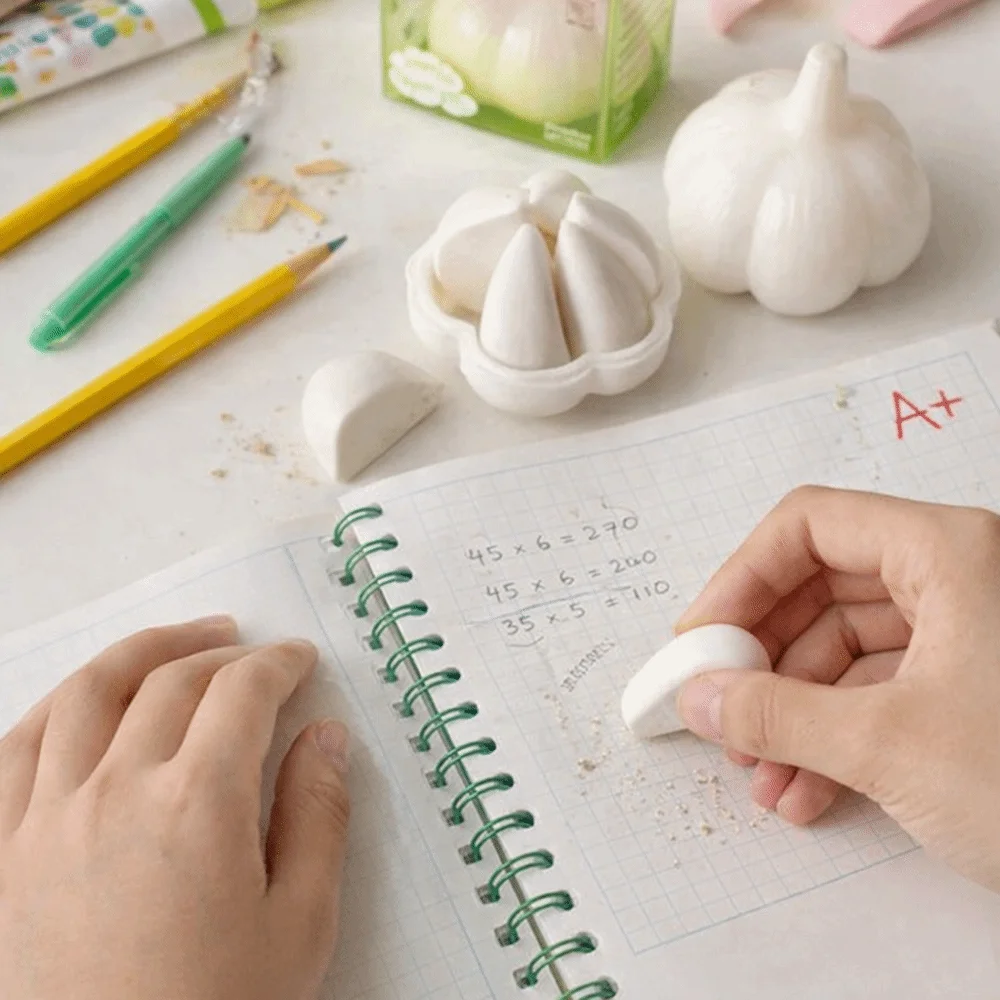 Lovely Design Garlic Rubber Eraser Imitation Garlic Funny Shape Writing Drawing Erasers Cute Set Office Supplies Office Use