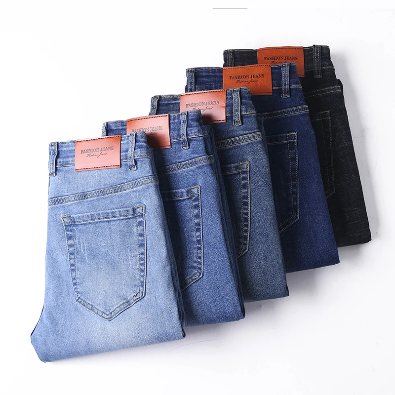 5 Color Classic Jeans Men's Clothing Trousers Solid Color Casual Elastic Comfortable Fashion Slim Male Denim Pants