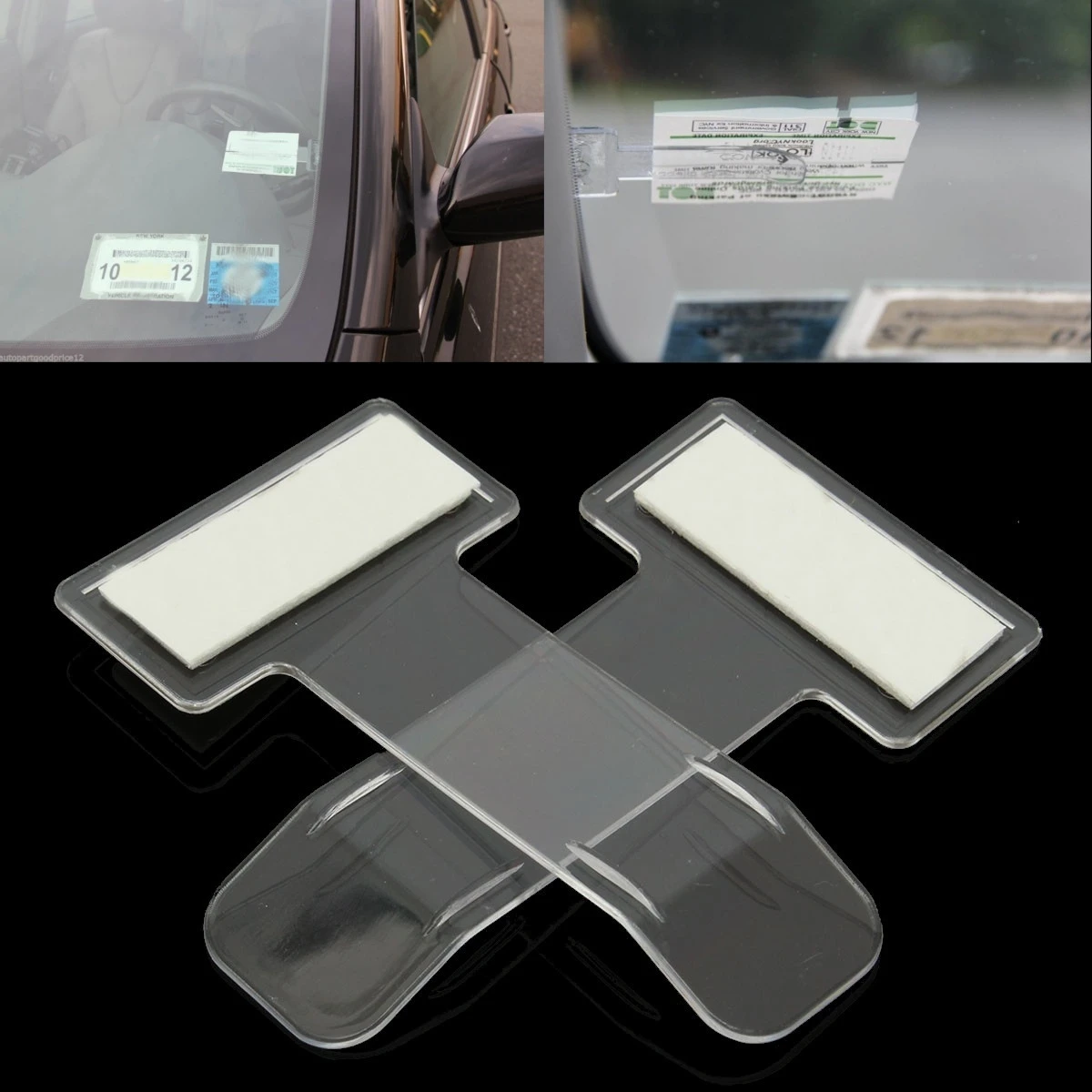 2pcs Car Vehicle Parking Ticket Permit Holder Clip Sticker Windscreen Window