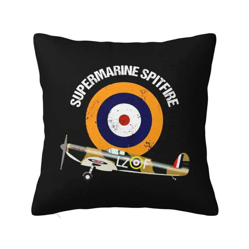 Custom Supermarine Spitfires Cushion Covers Velvet RAF Warbird Military WW2 Aircraft Plane Pillow Case for Car Square Pillowcase