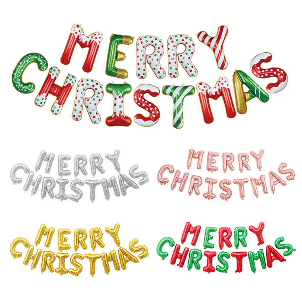 

1Set 16Inch Merry Christmas Foil Balloon Backdrop Decoration Hanging Letter Air Globos Xmas Ornament Party Supplies Kids Gifts
