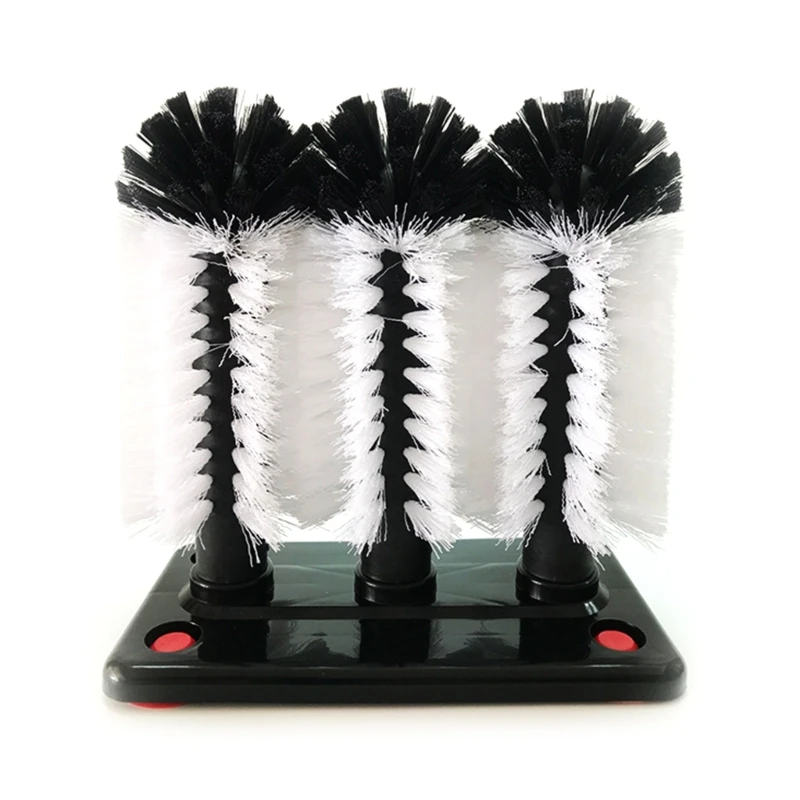 

3 Brush Bar Glass Washer with Suction Base Commercial Brush Cleaner Bristle