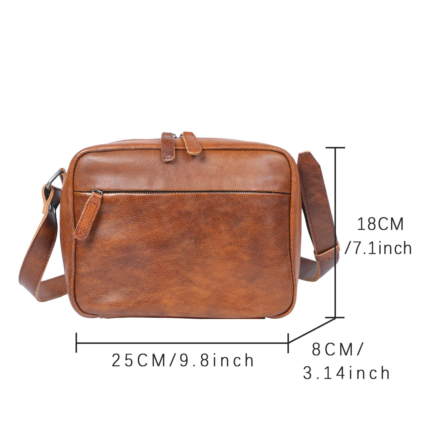 S.WORKER Echtleder Herren Casual Umhängetasche Modische Vegetabil Gegerbte Rindsleder-Brusttasche Leder-Handytasche Tagesrucksack – Detail 3
