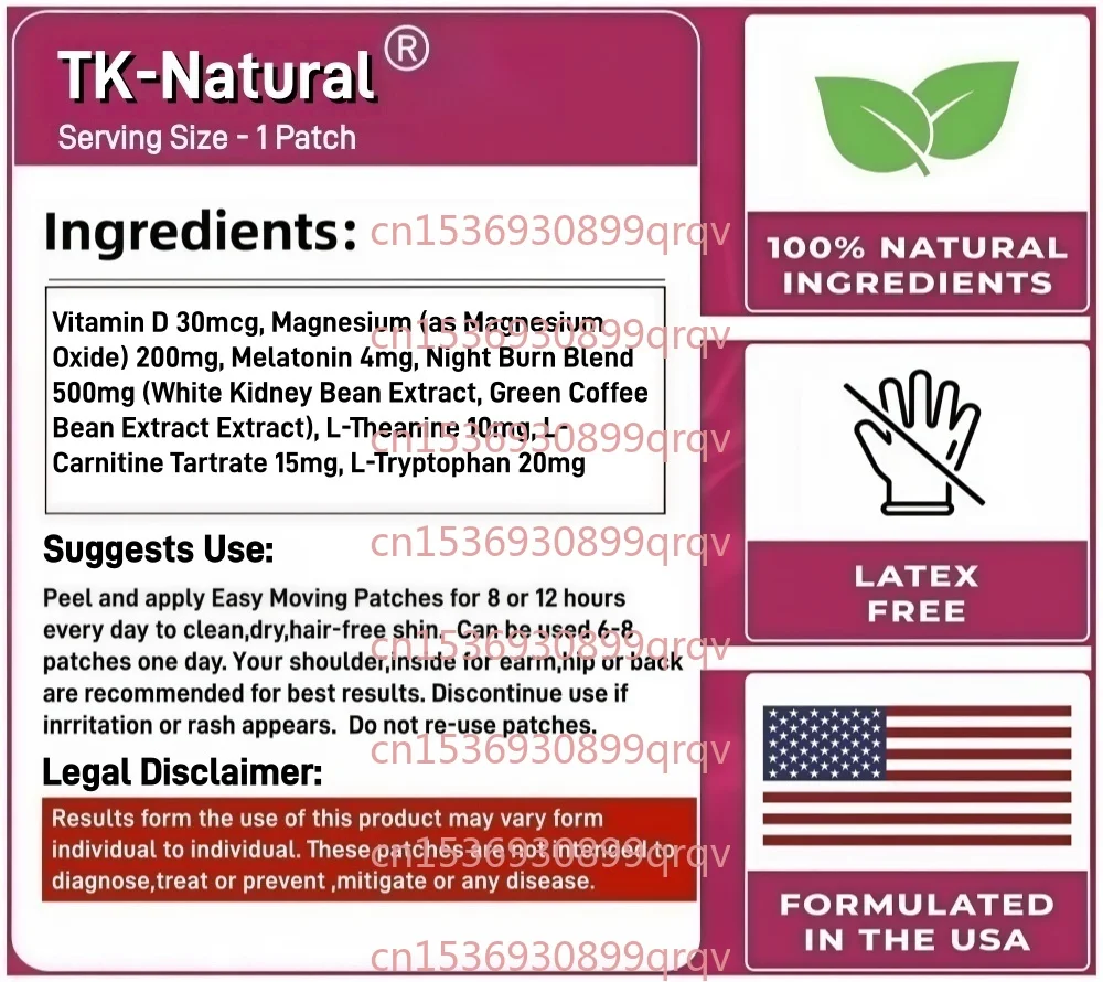 30 Patches Night Time Fat Burner Transdermal Patches for Weight Loss Support & Sleep Aid Appetite Suppressant, Carb Blocker - view 4