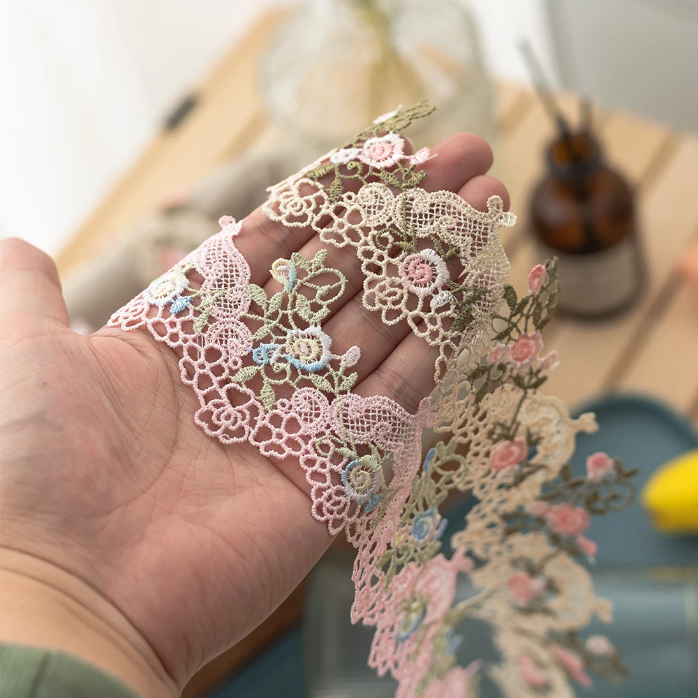 1Meter Lolita Lace Trim Ruffled Lace Fabric Edging Ribbon DIY Crafts Supplies Clothing Curtains Furniture Decorations 6cm Wide