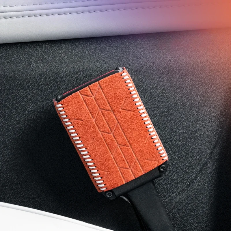 Suede Front Row Two Pieces Seat Belt Base Decorative Cover Modified Parts Suitable For XPENG G6