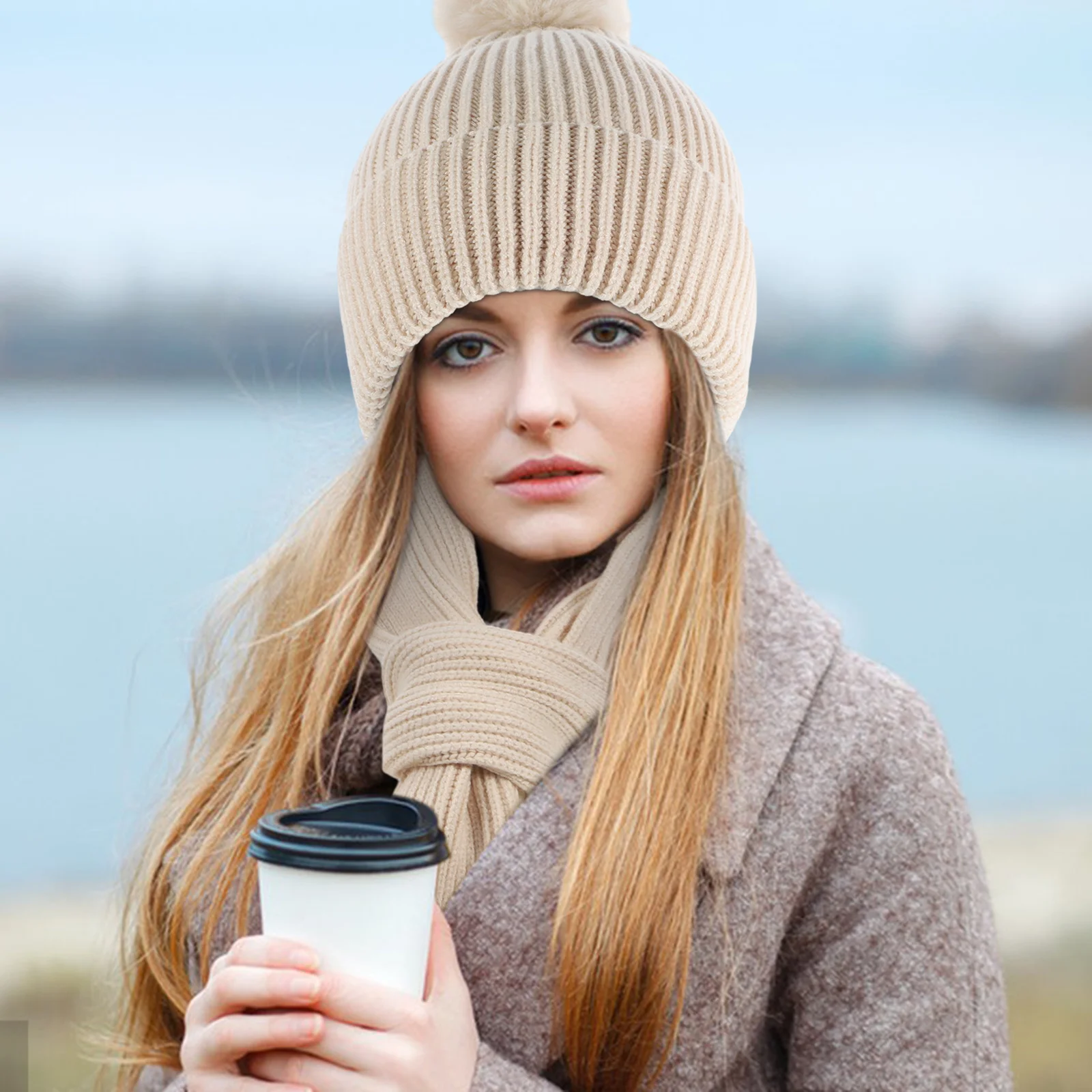 1 مجموعة لمس قفازات دافئة قبعة وشاح مجموعة قبعة وشاح لينة الشتاء في الهواء الطلق ركوب تسلق والعتاد للطقس البارد