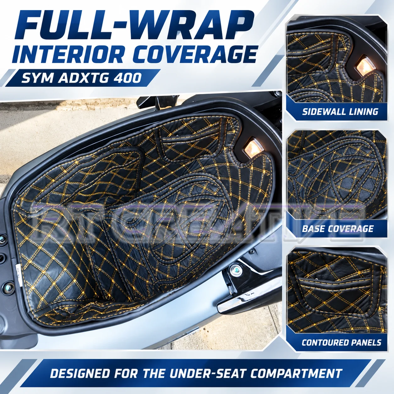 Fit SYM ADXTG 400 Motorcycle Full Coverage Seat Storage Bucket Liner Protective Sleeve
