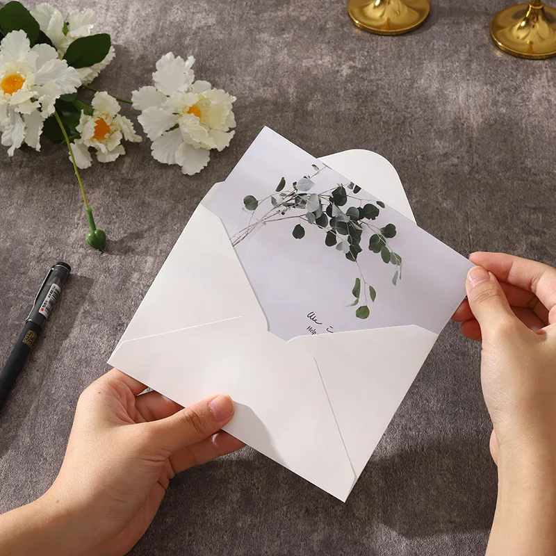 Sobres de papel de ácido sulfúrico para almacenamiento de tarjetas postales DIY, sobres de papel Kraft blanco, embalaje de regalo de invitación de