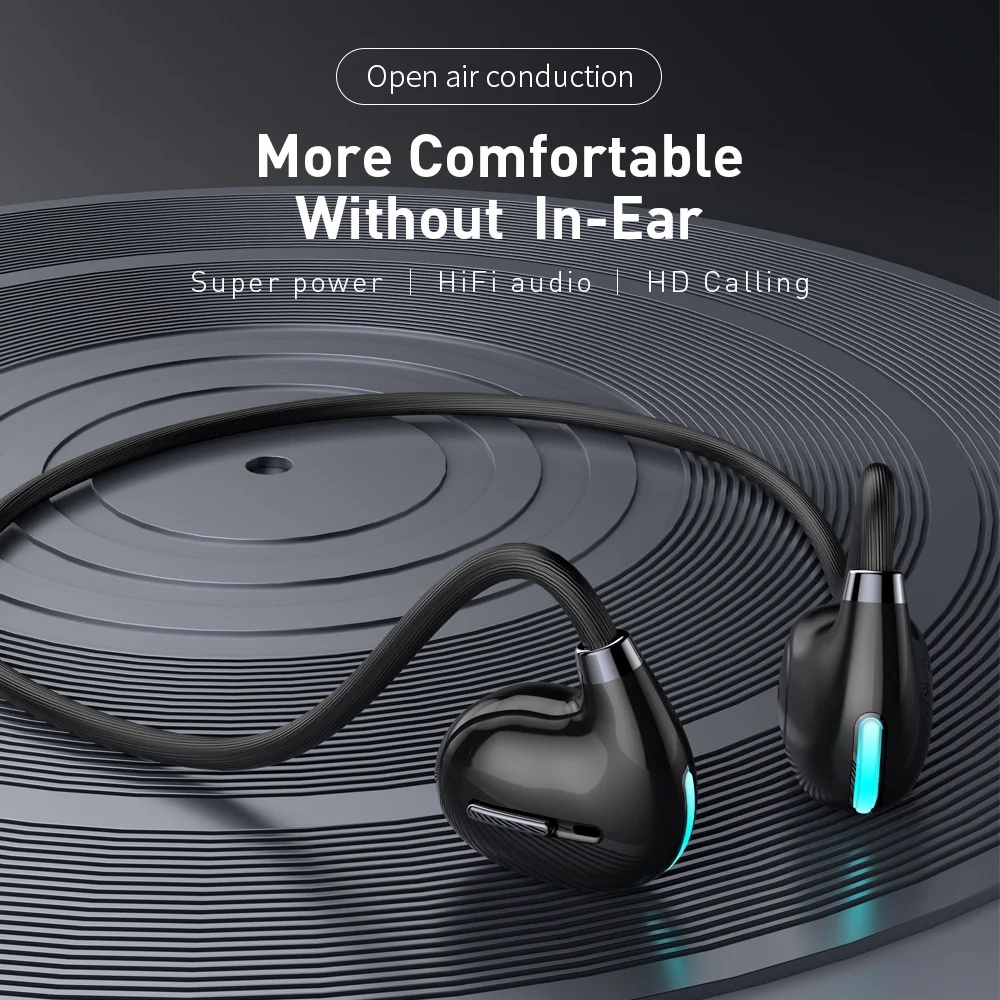 Air conduction bone conduction motion wireless Bluetooth earphones, ear mounted high sound quality noise cancelling Headphones