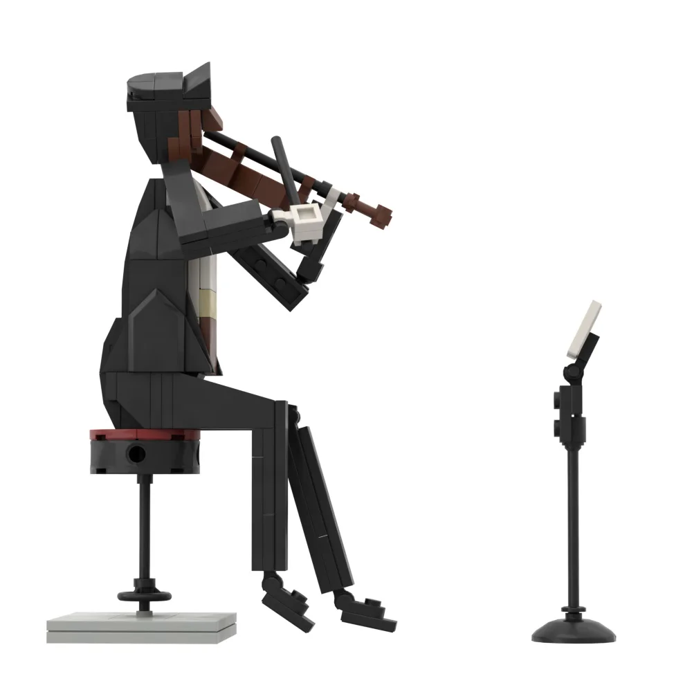 MOC Music Performance Saxophone Girl MOC 21334 Custom Built Guitar Violinist Special Display stand Building Blocks Guitar Toy