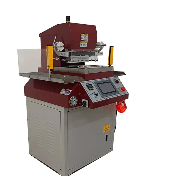 Automatic PU Leather Logo Heat Embossing Machine New Condition Motor Pump Bag Leather Stamping Label Patch Embossing Machine