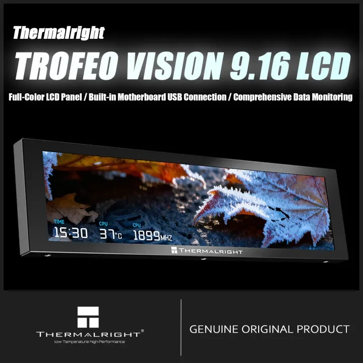 Thermalright Trofeo Vision LCD AIO Display 9.16” PC Monitor, USB Type-C Screen for DIY Themes for Gaming PC Case/CPU Cooler