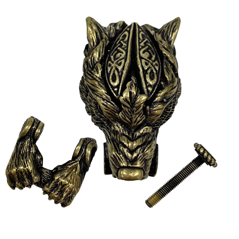 EDC Outdoor Tool DIY Accessories For Bracelet Weaving Paracord Multifunction Buckle Brass Wolf Head / Dropshipping