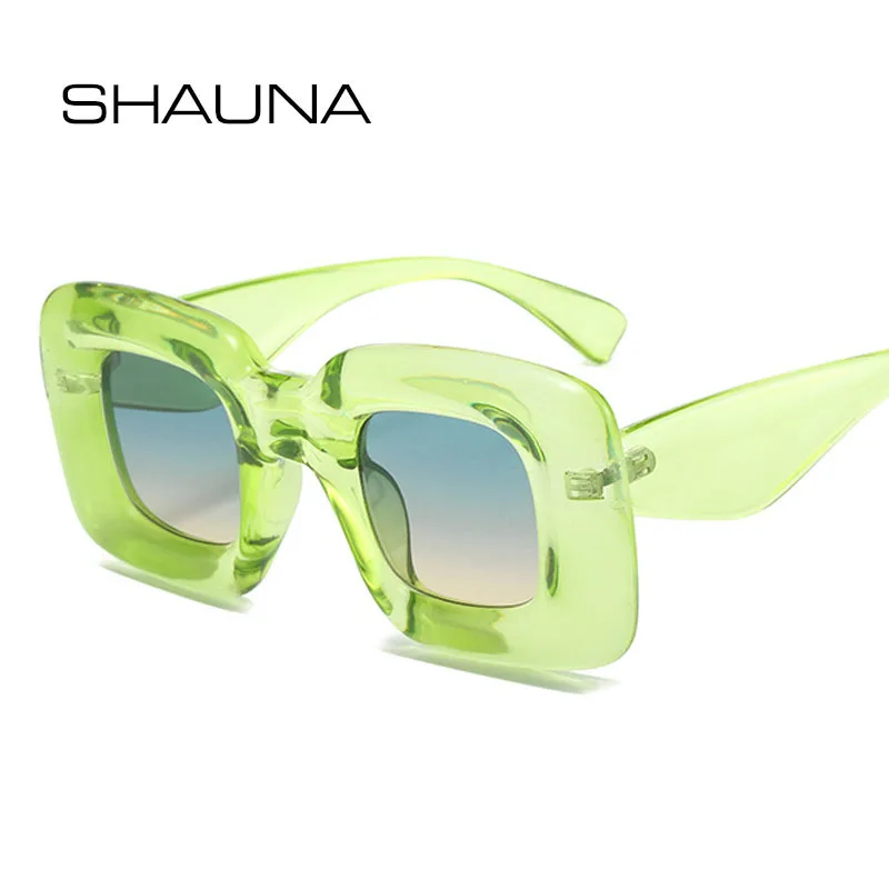 SHAUNA Metalowy zawias Retro Candy Color Grube kwadratowe okulary przeciwsłoneczne Kobiety Moda Mężczyźni Y2K Odcienie UV400