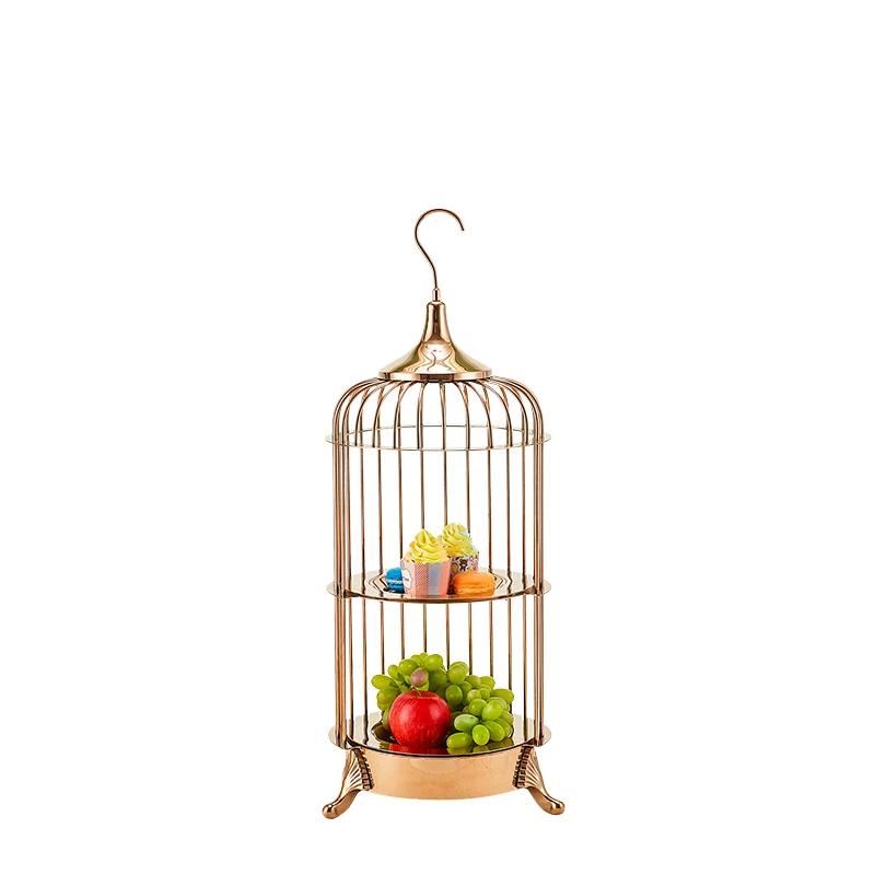 Catering Afternoon Tea Golden Buffet Dessert Rack Birdcage Cake Food Display Rack