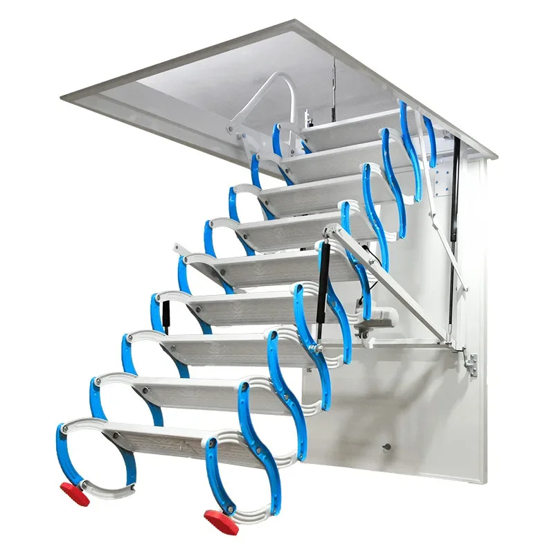 Attic telescopic stairs, household indoor lift, folding and stretching hidden, duplex villa invisible ladder manual