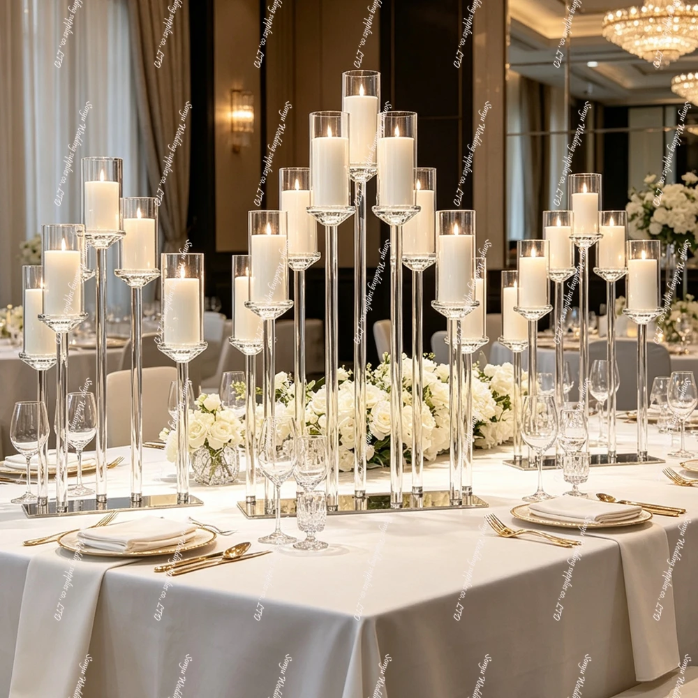 1-12pcs Wedding 9 heads Crystal acrylic Votive Candle Holders Centerpiece Decorations for Birthday Table