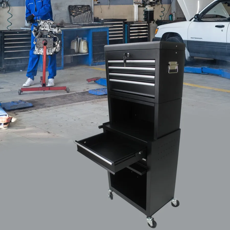 High Capacity Rolling Tool Chest with Wheels and Drawers 6Drawer Tool Storage CabinetBLACK