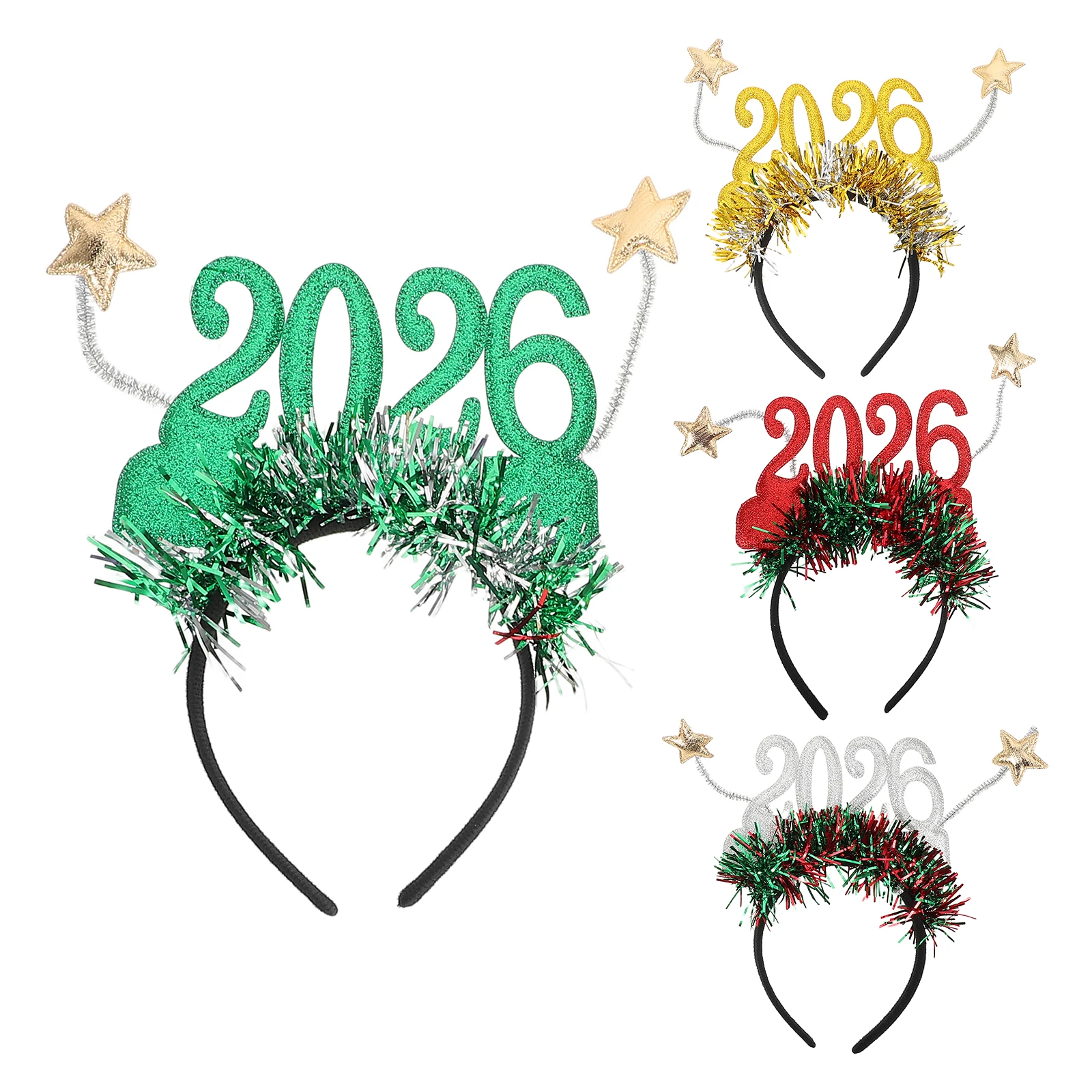 4 pezzi Fascia per Capodanno Fasce per capelli felici per l'anno Abbigliamento in tessuto per capelli