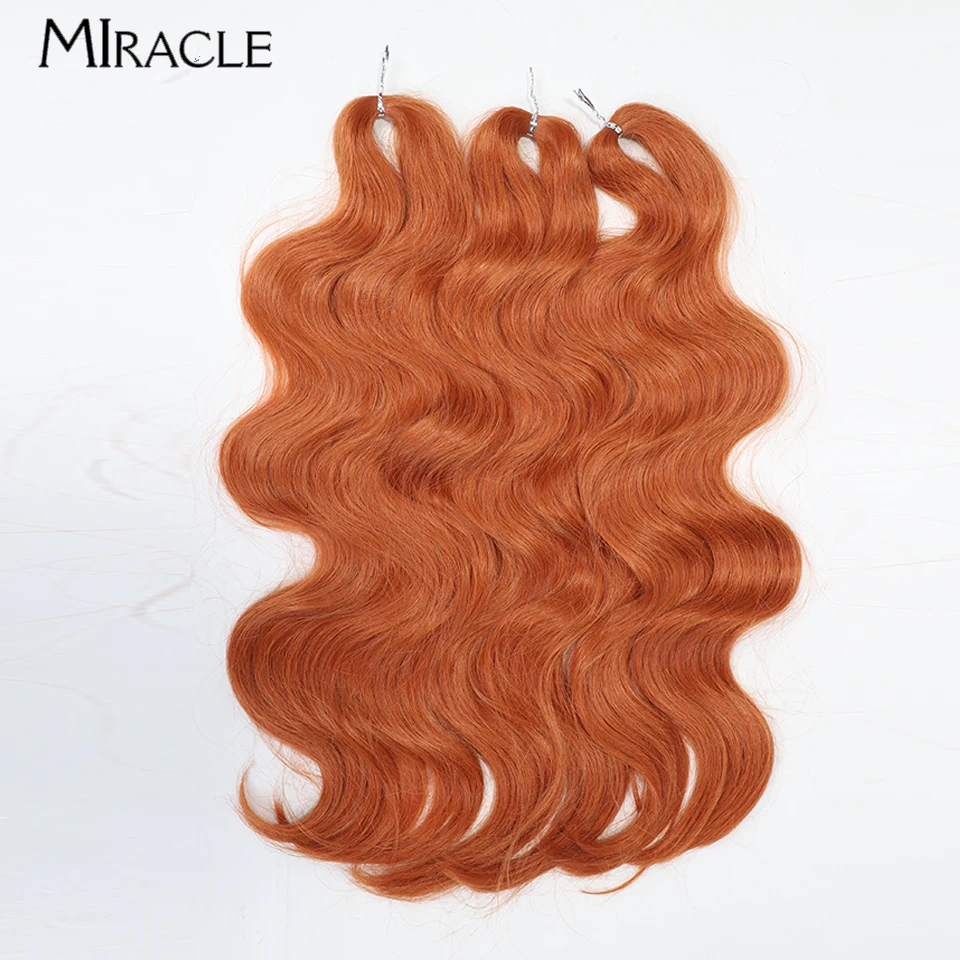 Przedłużanie włosy plecione cudownego ciała 24 Cal warkocz ruda blond falowane syntetyczne sztuczne włosy splata szydełkowe włosy