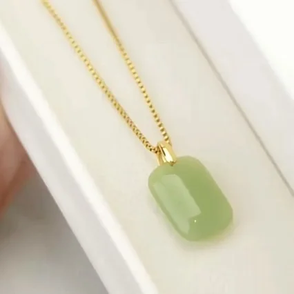 New AU999 gold necklace jade Ruyi brand pendant jade 24K pure gold clavicle chain temperament necklace jewelry for girlfriend