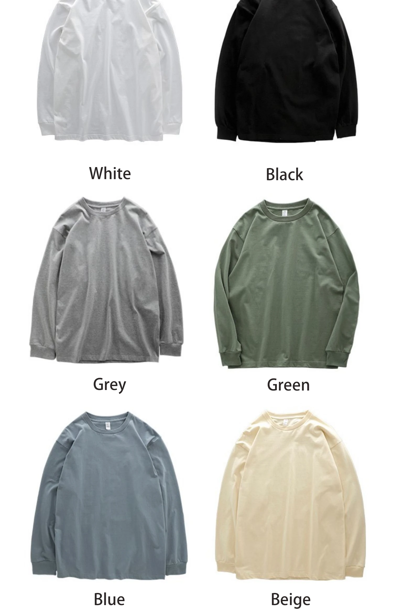Dukeen 280 g schweres Langarm-T-Shirt für Herren, 100 % Baumwolle, Hemden, übergroße einfarbige Oberteile, schlichte T-Shirts, Herrenbekleidung – Detail 20