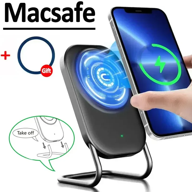 Magnetic Wireless Charger Stand Fast Charging Pad for iPhone 15 14 13 12 Pro Airpods Macsafe Phone Chargers Holder Dock Station