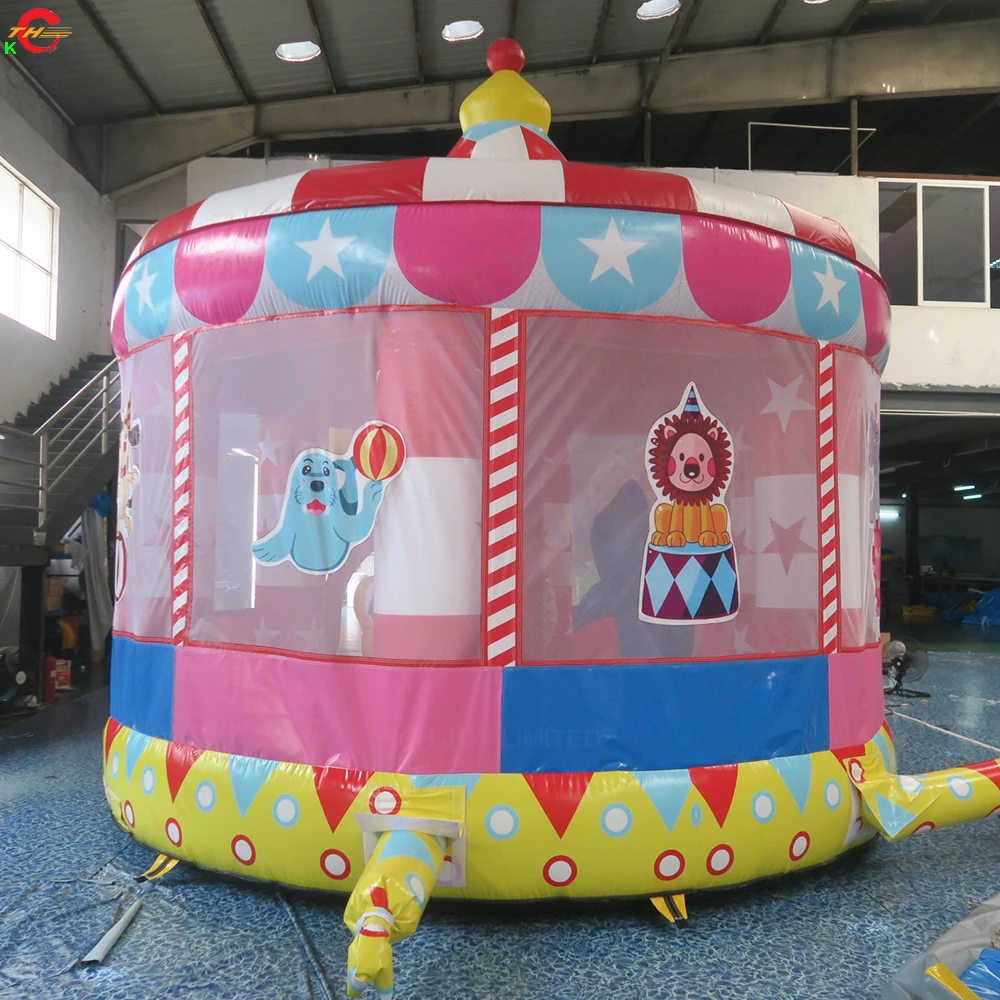 Free Door Shipping 4.5m DIA Inflatable Bounce House Circus Theme Round Air Moonwalk Jumper Carnival Rental