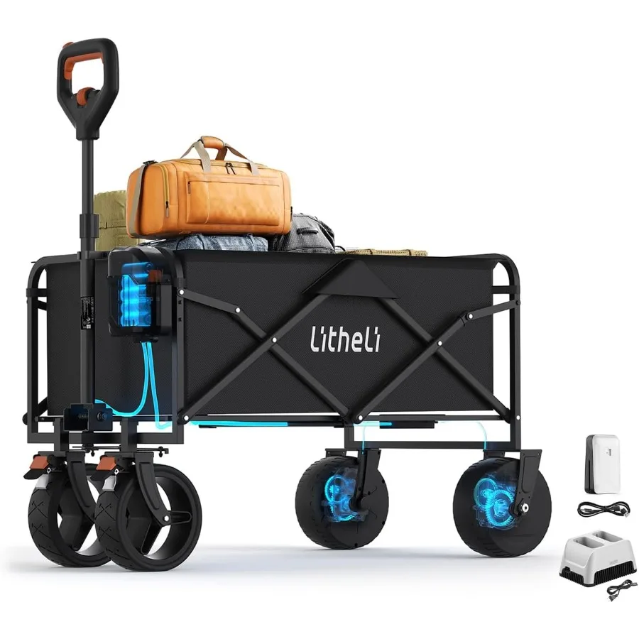 

Electric Wagon Cart with Built-in Batteries and All-Terrain Tires for Off-Road Use Variable Speed Control 200L Large Capacity S