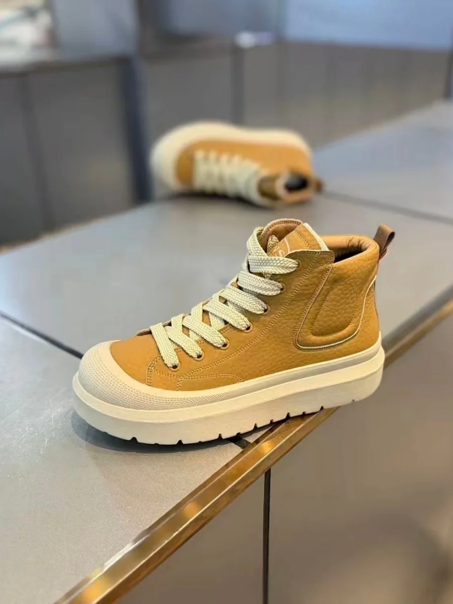 

Fce Lined Boots Comfortable Casual Men's oes Faionable All-Season High Top Rubber Outsole round Toe