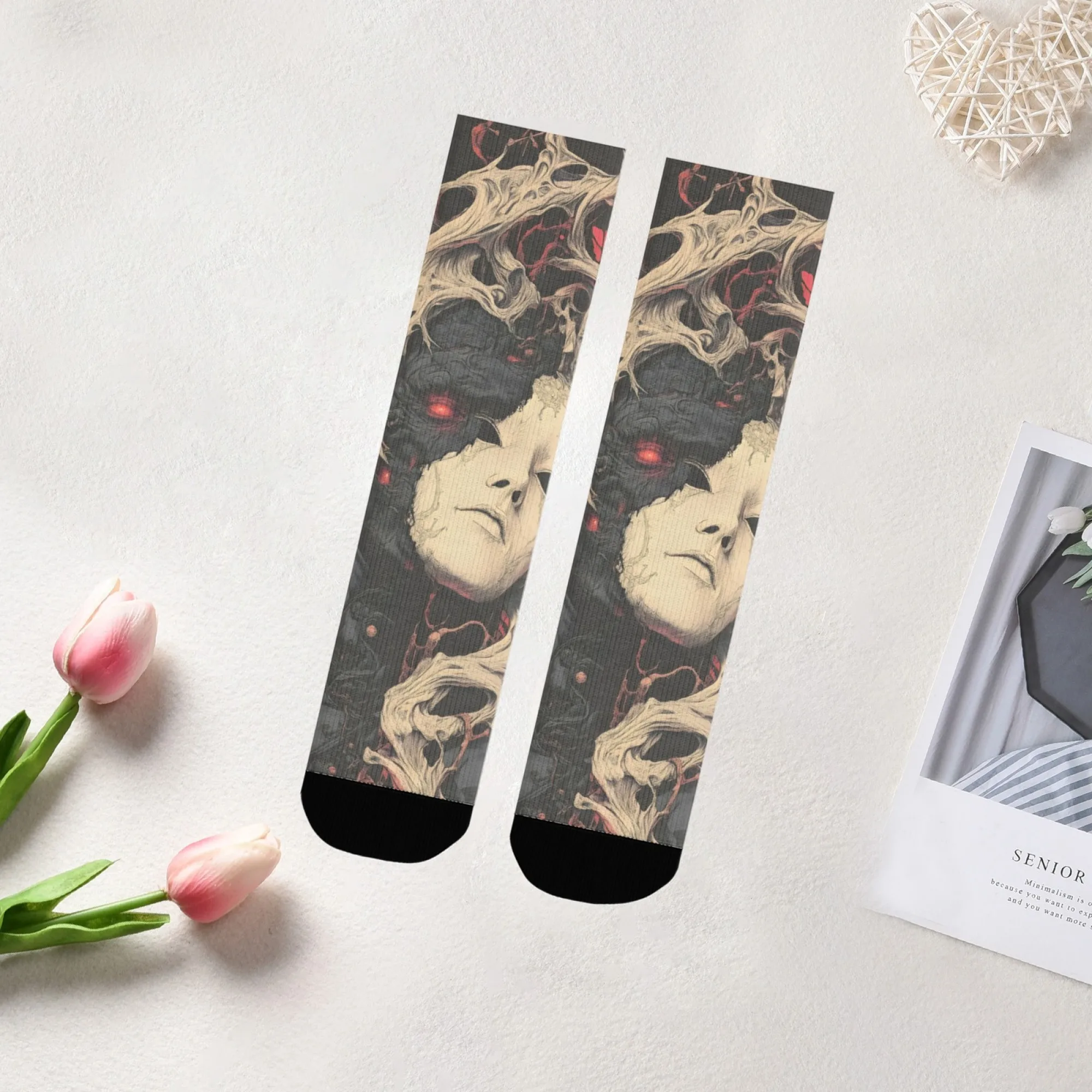 Double Faceted Socks Soft Comfortable Skin-friendly Men's Socks Outdoor Sports Fitness Crazy Rock Street Hip-hop Graphic Socks