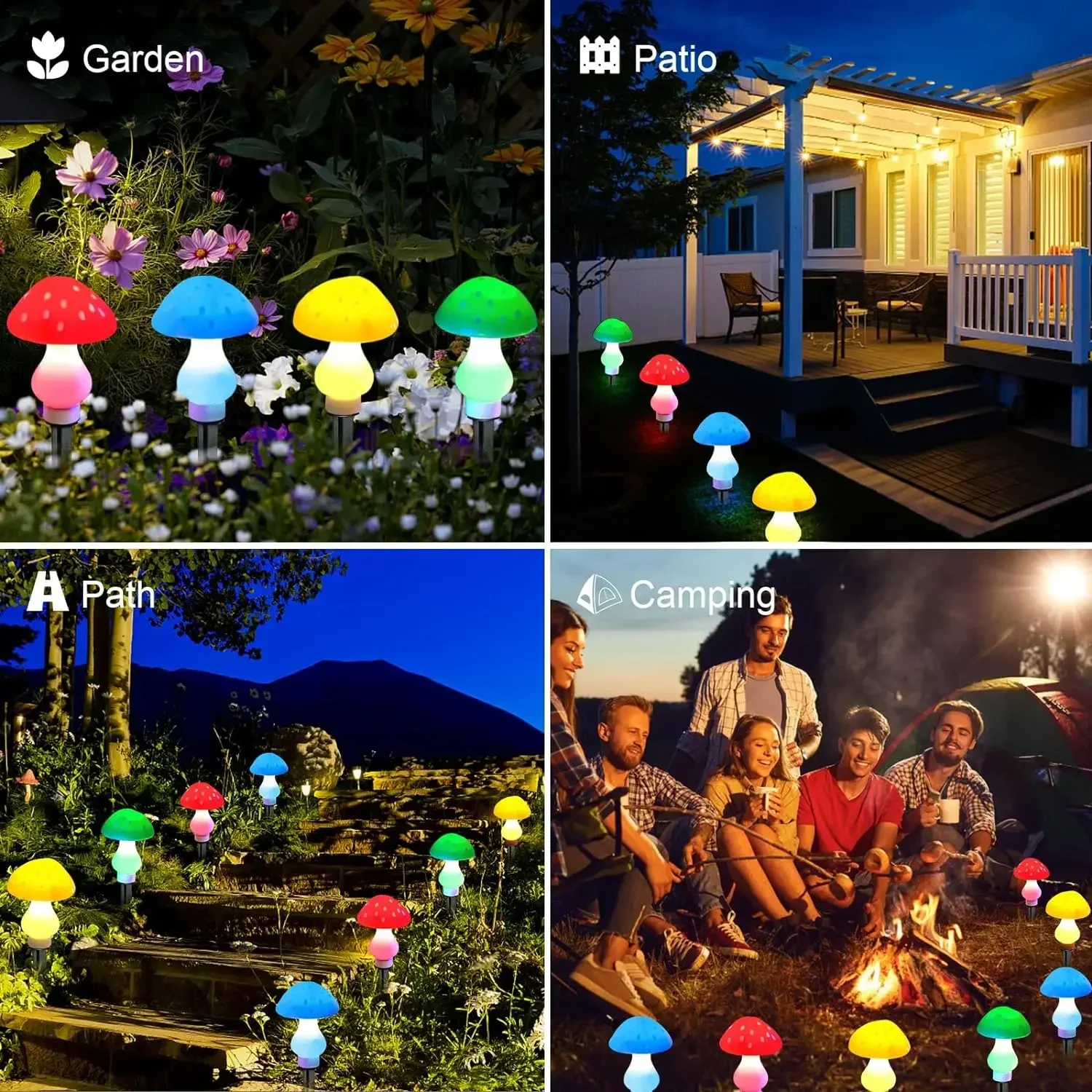 Waterproof Solar Mushroom String Lights - 8-Mode LED Fairy Lights for Christmas Wedding & Outdoor Party Decor