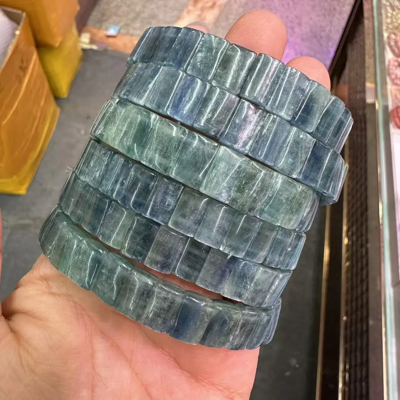 

New AAA Grade Premium Natural Blue Green Kyanite Beads Bracelet - Gemstone DIY Jewelry, Unisex Wholesale Bulk