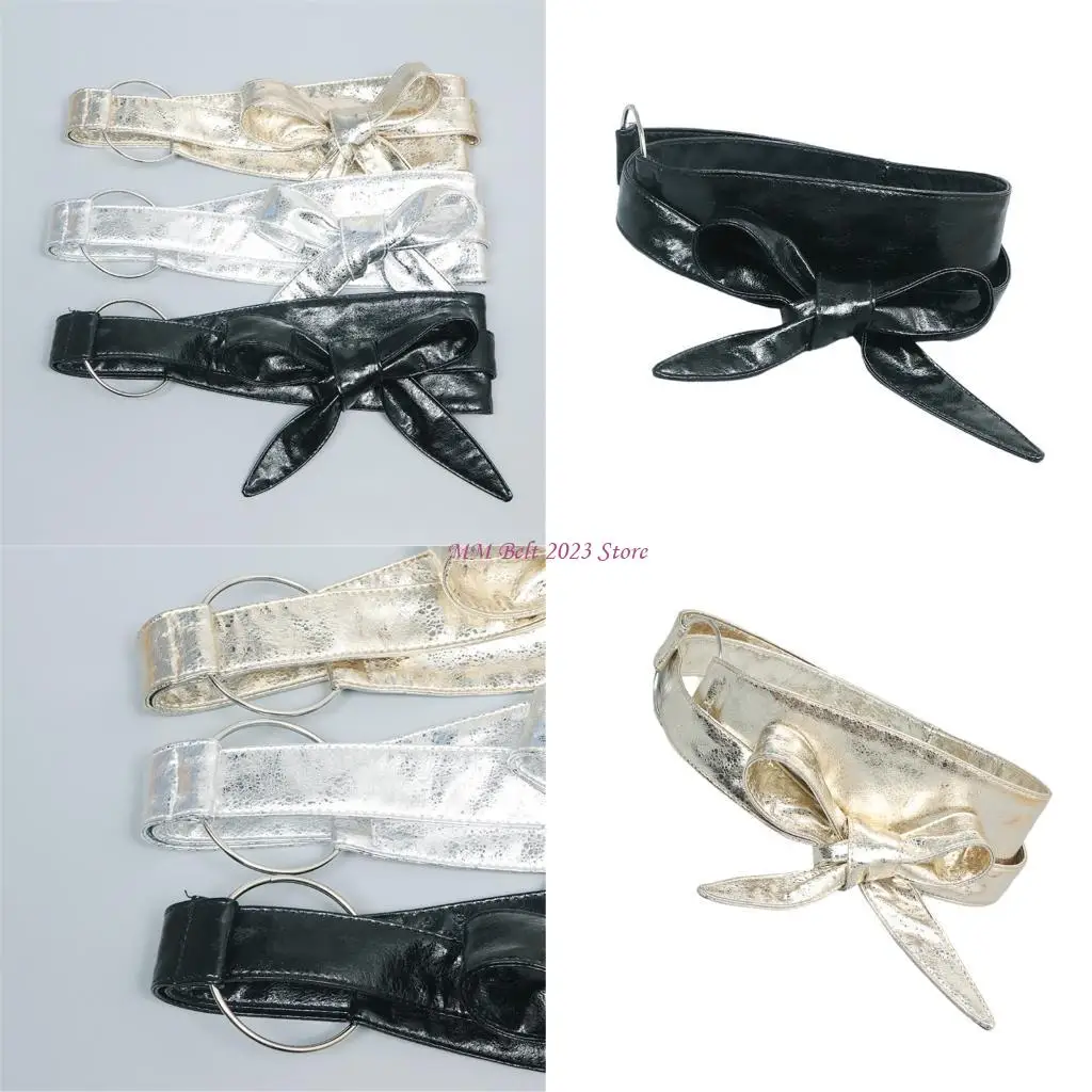 49Me Fashionable Wide pinggang korset sabuk elastis elastis bernapas PU penutupan penutupan untuk pakaian pakaian formal