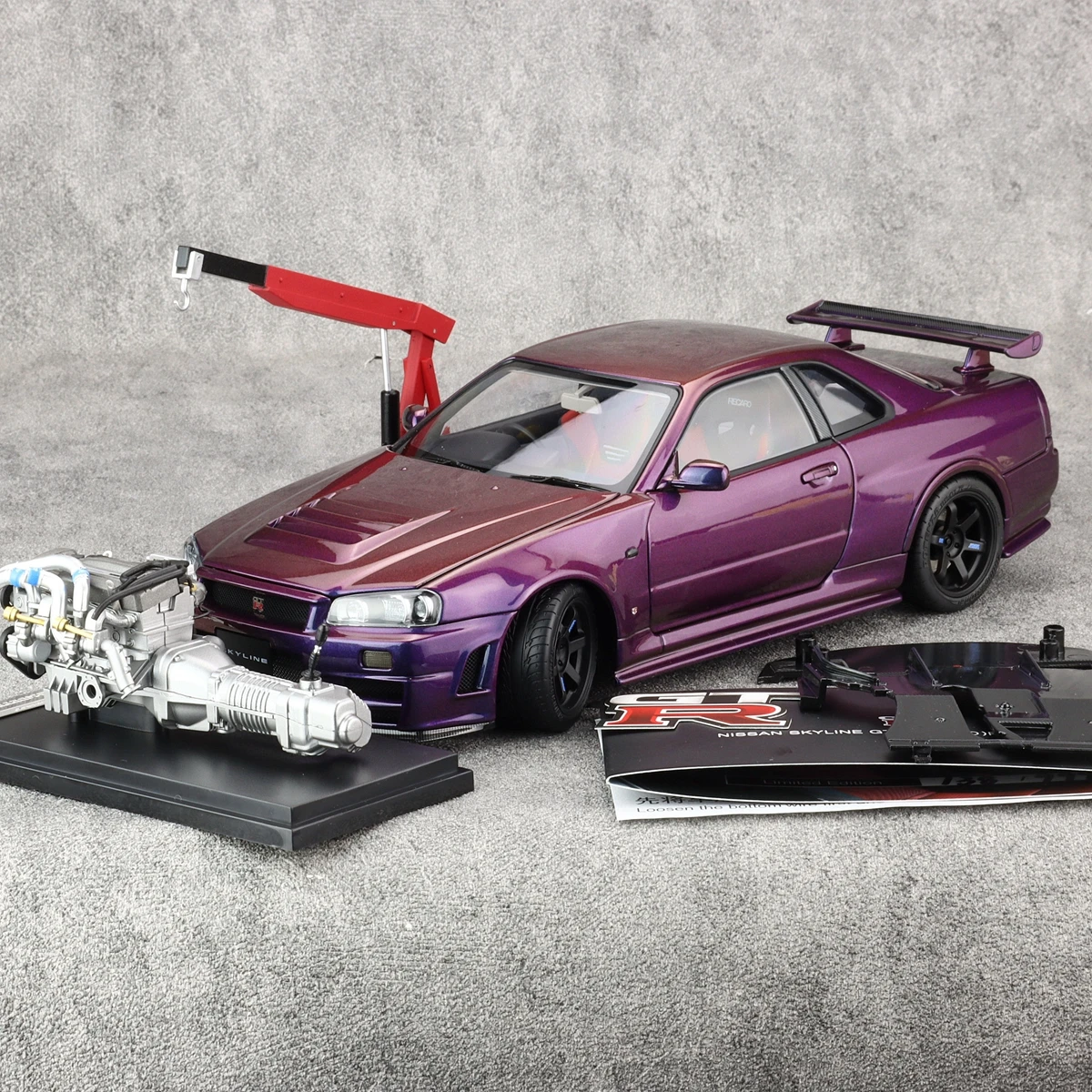 MH 1:18 Skyline GTR R34 CRS Chameleon JDM Simulation Limited Edition All Open Alloy Metal Static Car Model Toy Gift