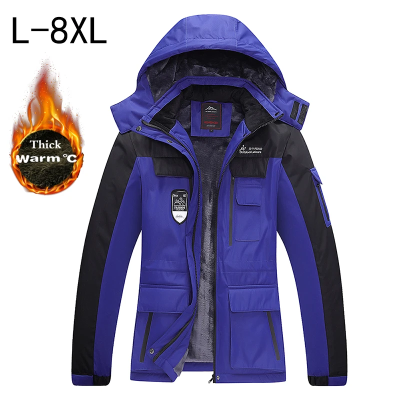 -30 C FIT Plus Thick Velvet Down & Parka coat 6XL 7XL 8XL  winter jacket men waterproof windproof chaquetas hombre