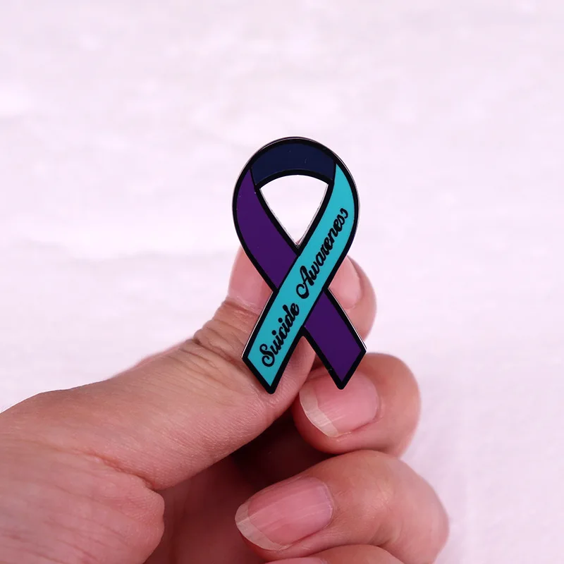 Creative Blue Ribbon Suicide Awareness Enamel Pin Children's Friends Jewelry Gift Accessories Metal Brooch Badge Wearing Gift