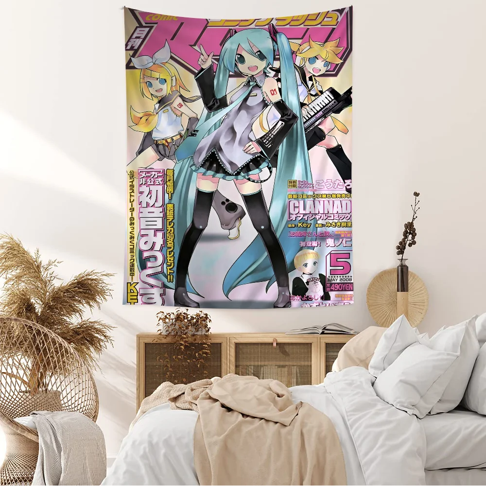 Virtual Idol H-Hatsunes M-MikU Tapestry Art Printing Japanese Wall Tapestry Anime Wall Hanging Home Decor