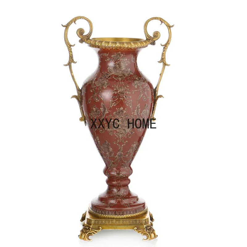 

european Stijl Keramische Ingelegde Koperen Creative Bloempot High-End Woonkamer Decoratie Vaas Decoratie