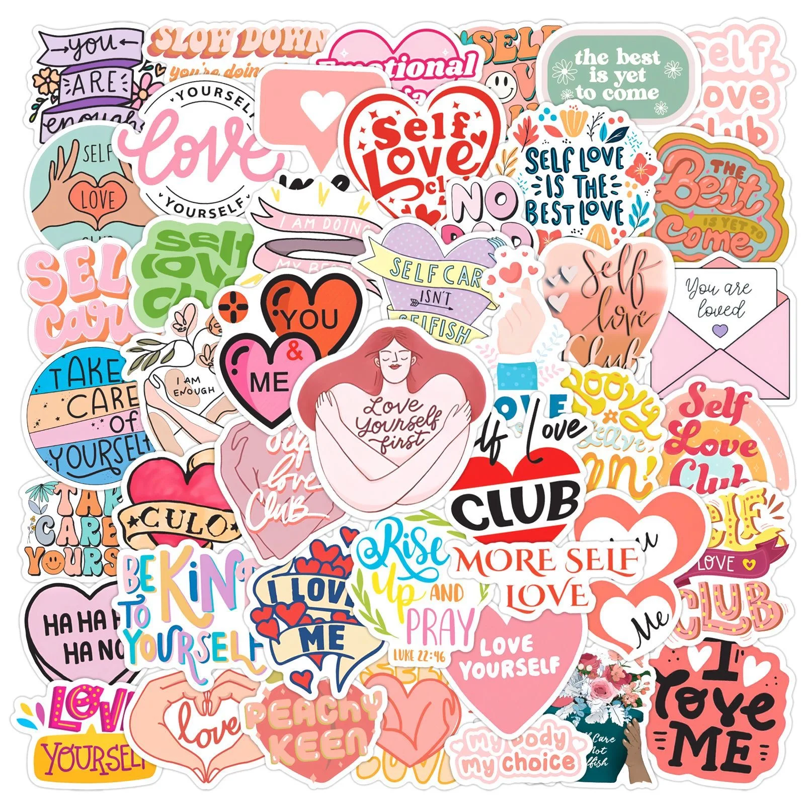 

10/50pcs Cute Self Love Inspirational Words Stickers Graffiti Motivational Quotes for Adults Laptop Phone Bottle Luggage Sticker